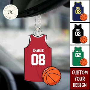 Personalized Basketball Uniform Ornament, Basketball Player Gift, Custom Name Basketball Ornament, Shaped Acrylic Ornament, Xmas Ornament