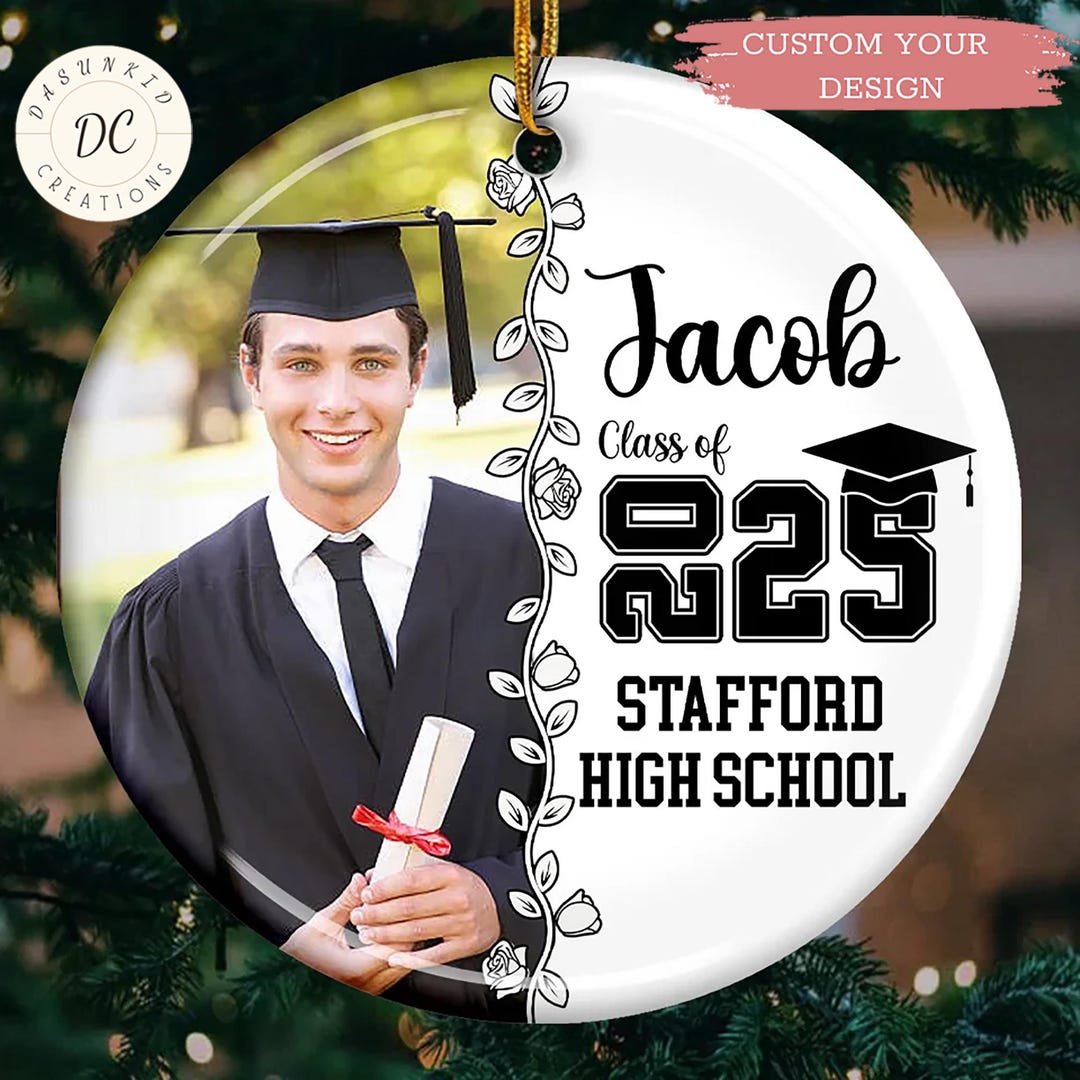 Personalized Graduation Photo Ornament, Class of 2026 Photo Ornament ...
