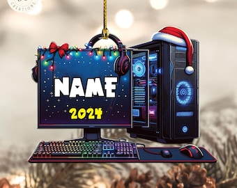 Gamer-presentminne, anpassad PC-datorprydnad i akryl, personlig PC-datorformad julprydnad, present till PC-datorälskare