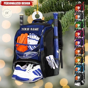 Personalisierte Baseballtasche Verzierung, Baseball Spieler Geschenk, Baseball Tasche Andenken, kundenspezifische Weihnachtsflache Acrylverzierung, Baseball Liebhaber Geschenk
