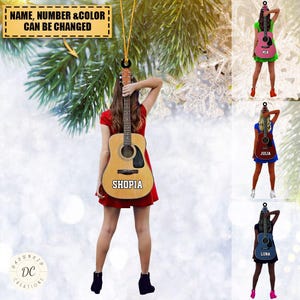 Guitar Player Gift, Personalized Guitar Shaped Ornament, Guitar Keepsake, Custom Guitar Christmas Flat Acrylic Ornament, Guitar Lover Gift
