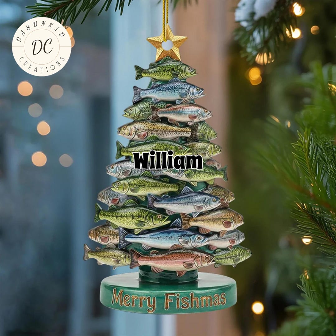 Personalized Fishing Christmas Tree Ornament, Custom Name Fisherman ...