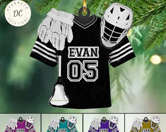 Custom Lacrosse Ornament, Lacrosse Uniform Ornament, Personalized Lacrosse Helmet Ornament, Lacrosse Lover Gift, Lacrosse Acrylic Ornament