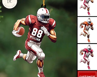 Custom Football Player Ornament, Football Hanging Ornament, Personalized Football Player Ornament, Football Lovers Gift, Christmas Decor