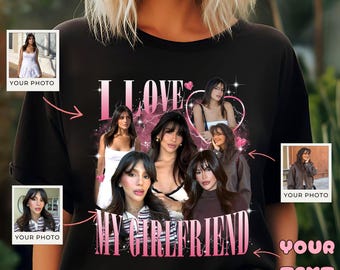 I Love My Girlfriend Shirt aangepaste foto, vriendin shirt, custom gezicht vriendin bootleg shirt, valentijnscadeau, paar aangepaste foto shirt
