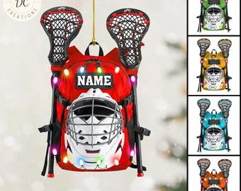 Custom Lacrosse Bag Ornament, Lacrosse Shaped Ornament, Personalized Lacrosse Helmet Ornament, Lacrosse Lover Gift, Lacrosse Xmas Ornament
