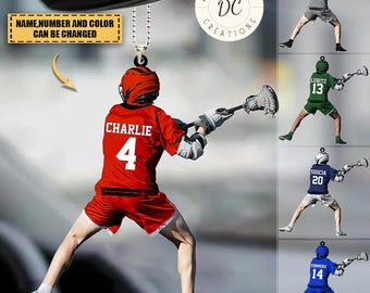 Personalized Lacrosse Player Ornament, Lacrosse Ornament, Custom Lacrosse Player Hanging Ornament, Christmas Ornament, Lacrosse Lover Gift
