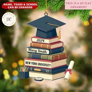 Personalized Graduation 2026 Ornament, Graduation Cap With Books Ornament, Class of 2026 Ornament, Graduation Gift, Grad Hanging Ornament