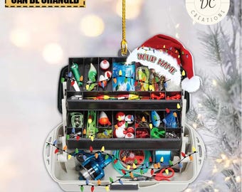 Fishing Tools Ornaments, Personalized Fishing Tackles Ornament, Christmas Fishing Lover Gift, Fishing Acrylic Custom Ornament, Xmas Decor