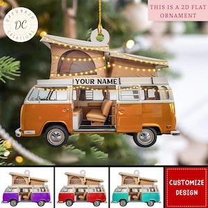 Personalized Travel Trailers Christmas Ornaments, Camper Van Ornament, Camping Lover Gift, Happy Camping Car Ornament, Christmas Ornament