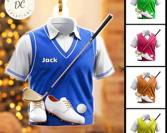 Personlig golfuniformprydnad, anpassad golftröjsprydnad, julklapp, golfklubbsprydnad, present till golfälskare, hängande golflagsprydnad