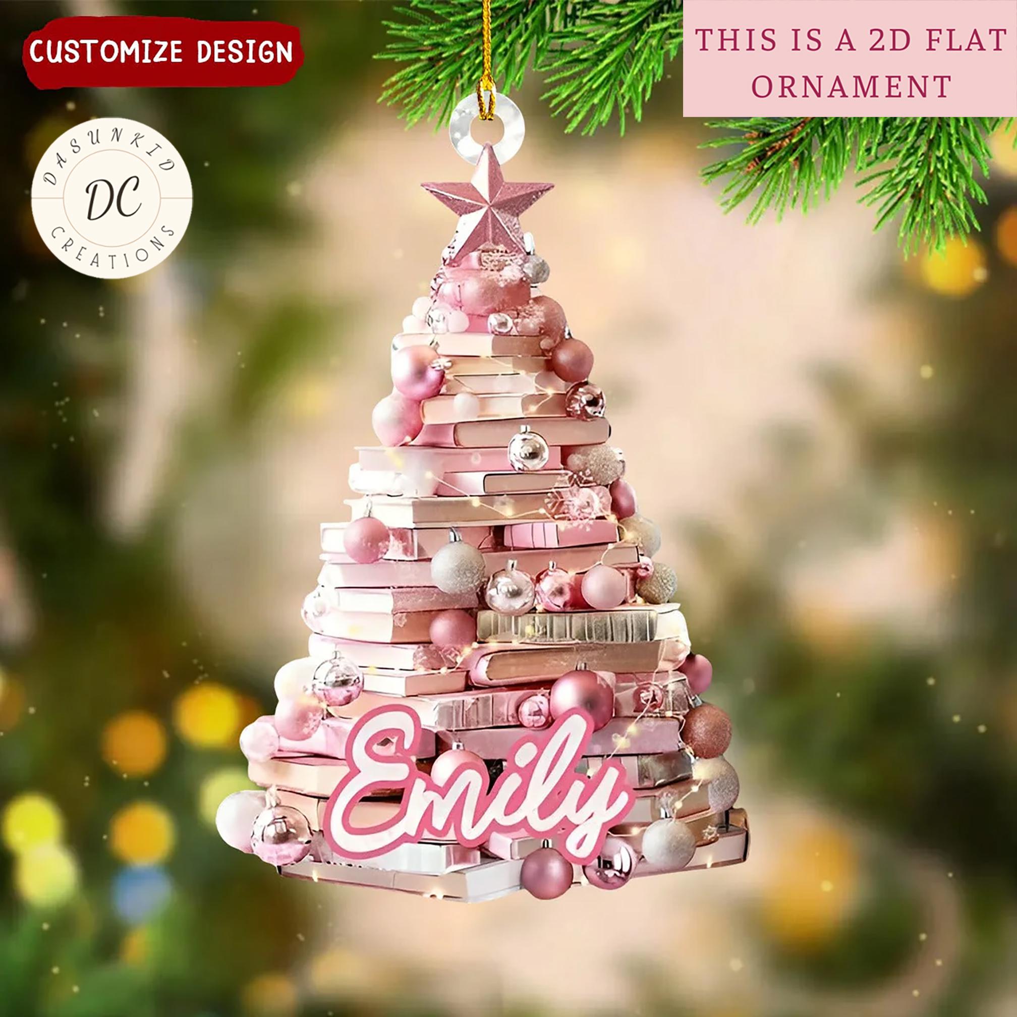 パーソナライズされたブックツリー型のオーナメント、ブッククリスマス