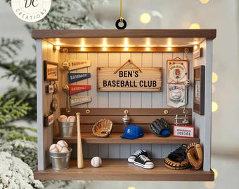 Personalized Baseball Club Shaped Ornament, Baseball Team Gift, Custom Baseball Player Ornament, Baseball Hanging Ornament, Christmas Decor