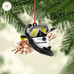 Ornamento de mergulho personalizado para snorkel, presente para mergulhador, lembrança de mergulho, ornamento de acrílico plano de Natal personalizado, presente para amantes do mergulho