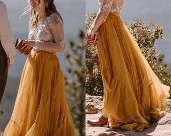 Ginger Ruffle Maxi Tulle Skirt, High Waist Floor Length Skirt, Wedding Bridesmaid Skirt, Dating Skirt, Party Skirt, Plus Size Custom