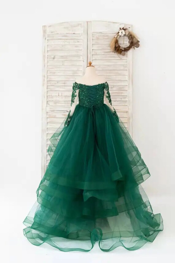 Emerald green top junior dresses