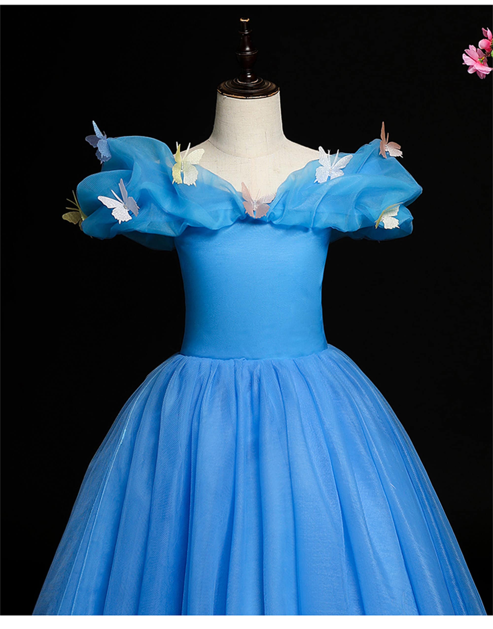 Cinderella Costumes, Blue Butterfly Flower Girl Dress, Baby Girl