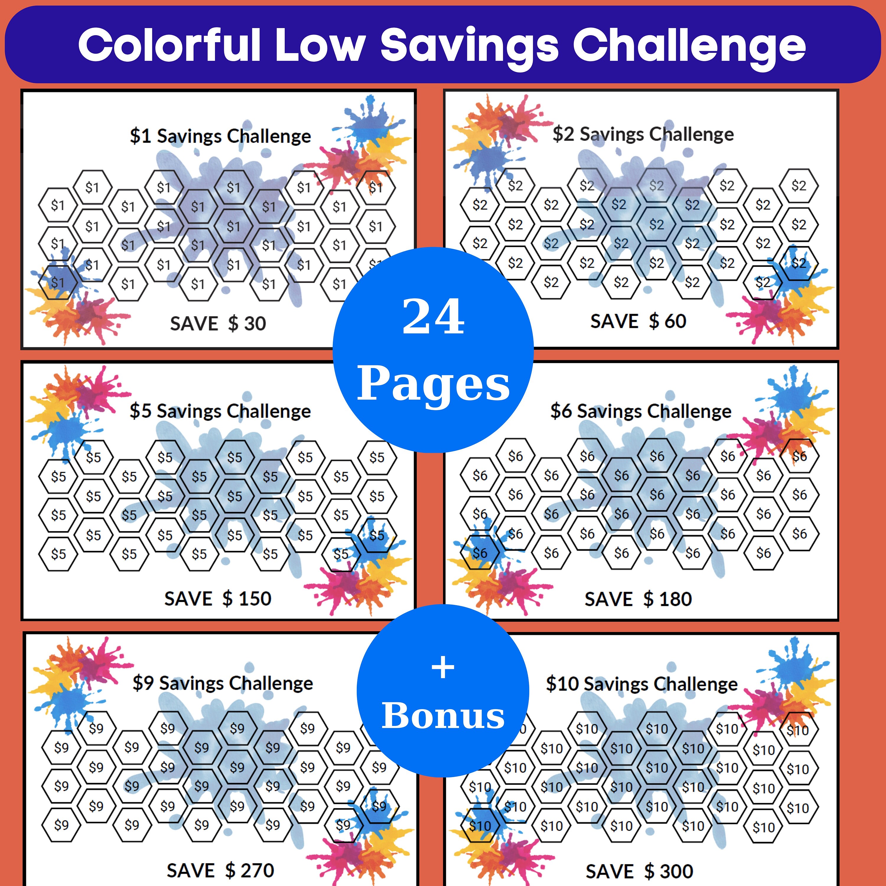 Visual Budget Planner: Savings Challenge, Tracker (Digital Download)