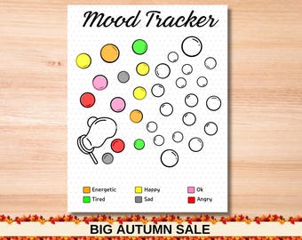 Bubble Mood Tracker: Strona planera do druku (codzienne odczucia)