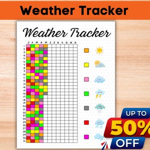 Printable Weather Tracker Journal Page - Planner Page - Yearly Weather Tracker - Journal Template - Track Weather - Weather Log
