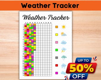 Printable Yearly Weather Tracker Journal Page (Digital Download)