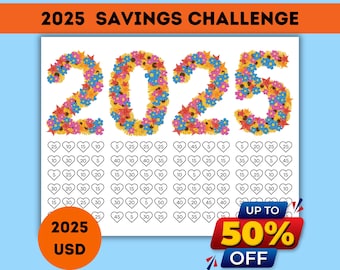 2025 Savings Challenge Printable: New Year Budget (Digital Download)