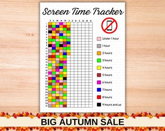 Printable Yearly Screen Time Tracker: Phone Habit Log (Digital Download)