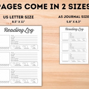 We offer the reading log sheet in 2 sizes. US letter and a5 size.