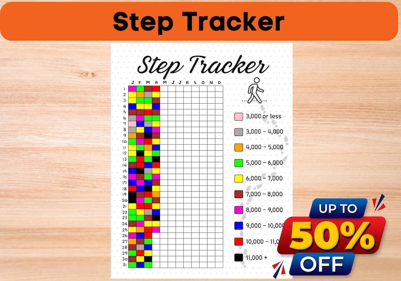 Step Ranges Yearly Step Tracker Printable: Fitness Goal Planner (PDF) - Etsy Australia