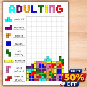 Adulting Task Tracker: Printable Monthly Habit Planner (PDF)