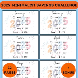 2025 Savings Challenge, A6 Low Income Savings Challenge Bundle, Monthly Savings Challenge Bundle, Savings Tracker Printable