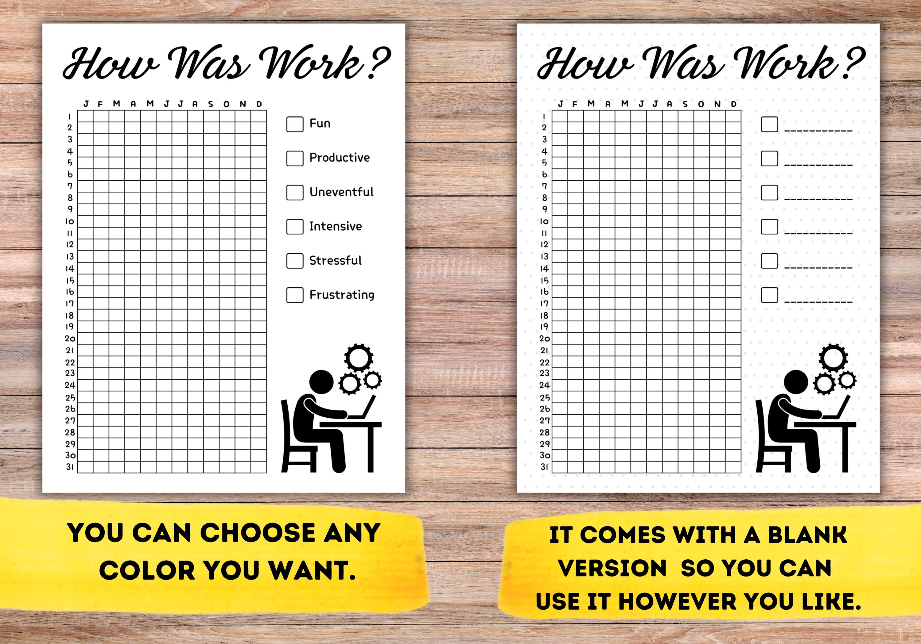 Work Tracker Printable: Yearly Mood & Feelings Journal (PDF) - Etsy