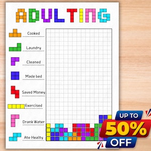 Fun Adulting Tracker: Printable Monthly Habit Tracker (PDF)