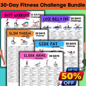 30-Day Home Workout Challenge Bundle: Butt, Belly, Thigh, Arms (PDF)