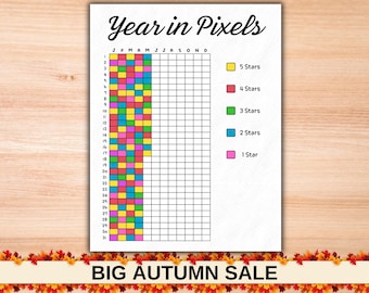 Year in Pixels Mood Tracker: Printable Journal (Daily Rating)