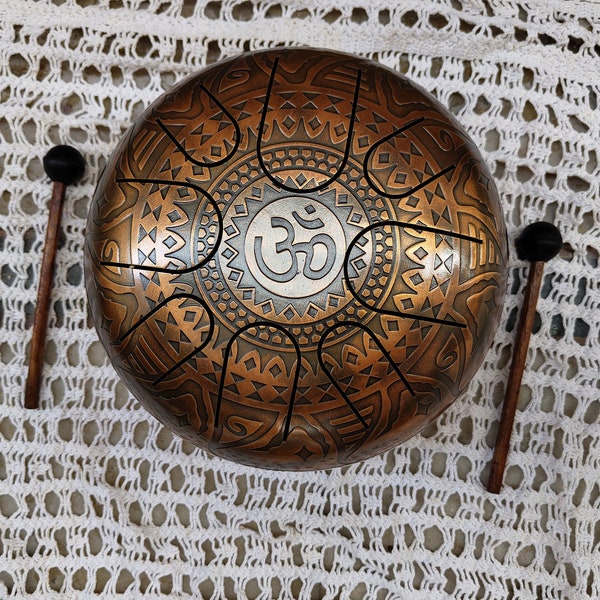 beautiful OM carving happy drum (steel drum/handpan) musical instrument for meditation and yoga with calming sounds valentine gift item