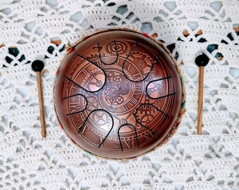beautiful time mechanism carving happy drum (steel drum) musical instrument  for meditation and yoga with calming sound valentine day gift