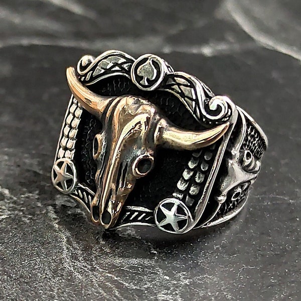 Bague en argent pour homme tête de taureau américain, bague animal buffle sauvage faite à la main, bague homme taureau en argent, bijoux de cow-boy occidental, cadeau pour lui