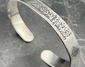 925スターリングシルバーメンズイスラムカフブレスレット、HasbinAllah