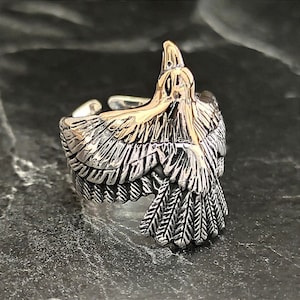 925 Sterling Silber Adler Ring, Silber Adler Siegelring, 925 Sterling Silber Handgemachter Herrenring, Tierschmuck, Geschenk für Ihn