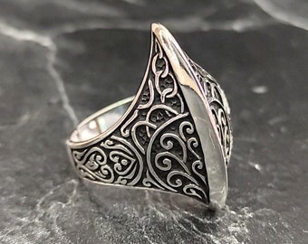 Bague Viking Réglable Trident – Alliage – Style Punk Gothique – Homme Femme