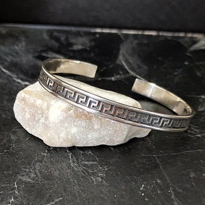 925 Sterling Silver Unisex Handmade Patterned Cuff Bracelet , Silver Adjustable Handmade Embroidered Men Bracelet , Valentine's Day Gift