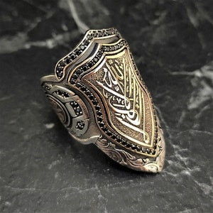 Zihgir Archer Silver Ring , &quot;La Galibel İllAllah&quot; , Islamic Thumb Silver Men Ring , 925 Sterling Silver Men&#39;s Jewelry , Gift For Men
