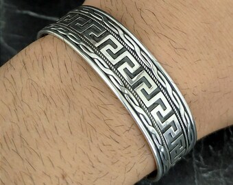 925スターリングシルバー 調節可能なギリシャ風デザインカフ