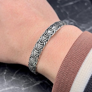 Handmade Men&#39;s Silver Bracelet, 925 Sterling Silver Adjustable Cuff, Thick Cuff Bracelet, Rustic Silver Jewelry, Christmas Gift for Him