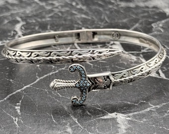 シルバーズルフィカール剣ブレスレット、ハンドメイド戦士カフ