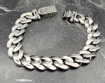 Elegant 925 Sterling Silver Cuban Chain Bracelet, Handmade Men’s or Women’s Jewelry, Engraved Silver Bracelet, Gift For Him Or Her