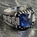 Mens Square Blue Sapphire Stone Silver Ring, Natural Dark Blue Stone ...