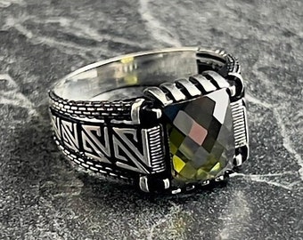 6.7ct ペリドット ペリドット ヴィンテージ925 ダイヤモンド ネックレス ホワイトゴールド 0.3ct ネックレス・ペンダント