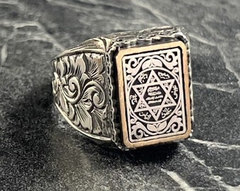 Men Seal Of King Solomon Silver Ring, Men Solomon Signet Ring, New Arrival Ring, Star Of David Jewelry, 925K Protection Rings For Men
